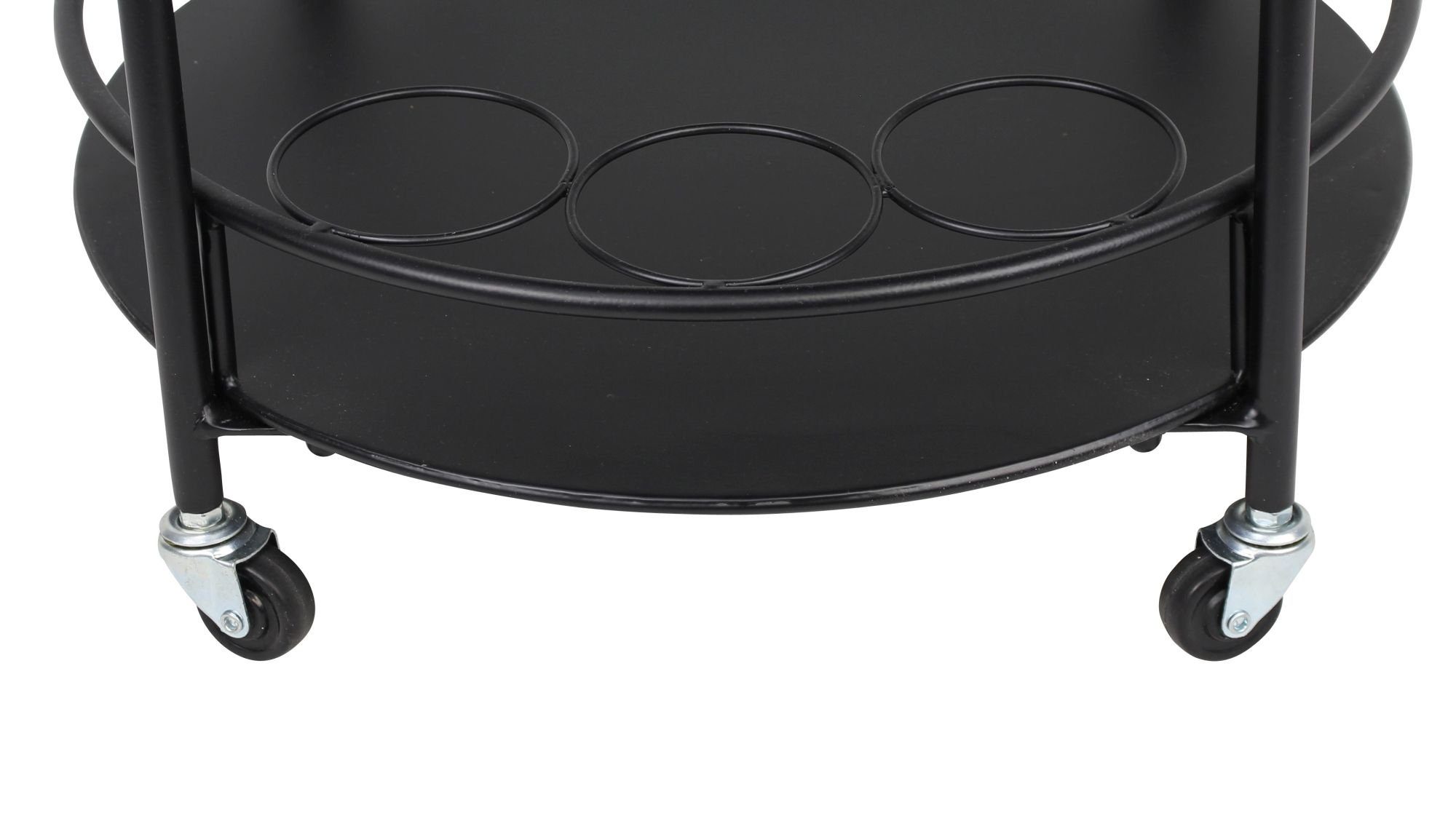Dekoleidenschaft Servierwagen aus Metall, schwarz, Ø 46 x 69 cm, Getränkewagen, Barwagen, Rollwagen, (1 St), Beistellwagen, Beistelltisch, Teetisch, Kaffeetisch, rollbar