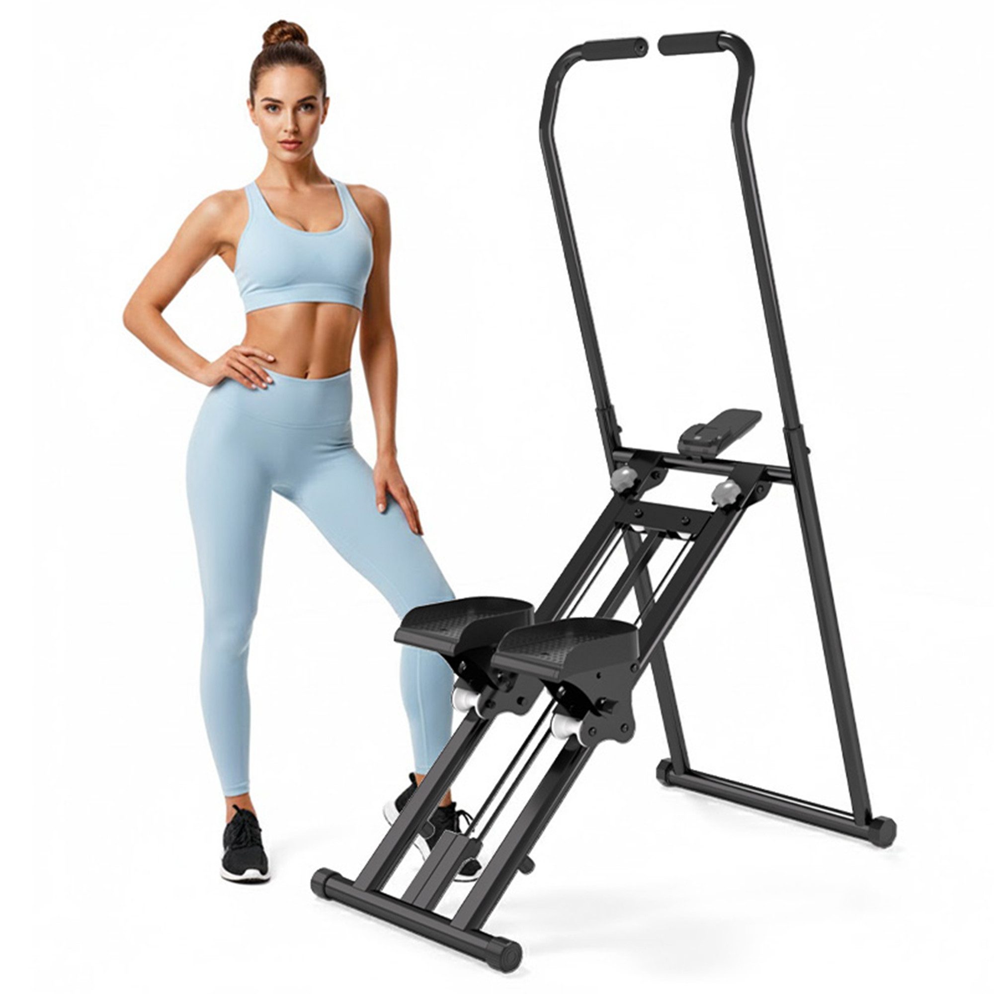 UMAY Stepper Stepper Gewichtskapazität Klettertrainingsgerät Heimfitnessgerät (mit LED-Anzeige Klappbarer Fitness-Trainer Stepper-Maschine für effektives Training 110kg)