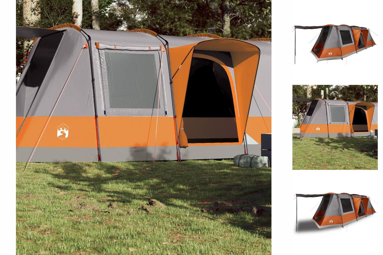 vidaXL Wurfzelt Zelt Campingzelt Tunnelzelt 4 Personen Grau und Orange Wasserdicht