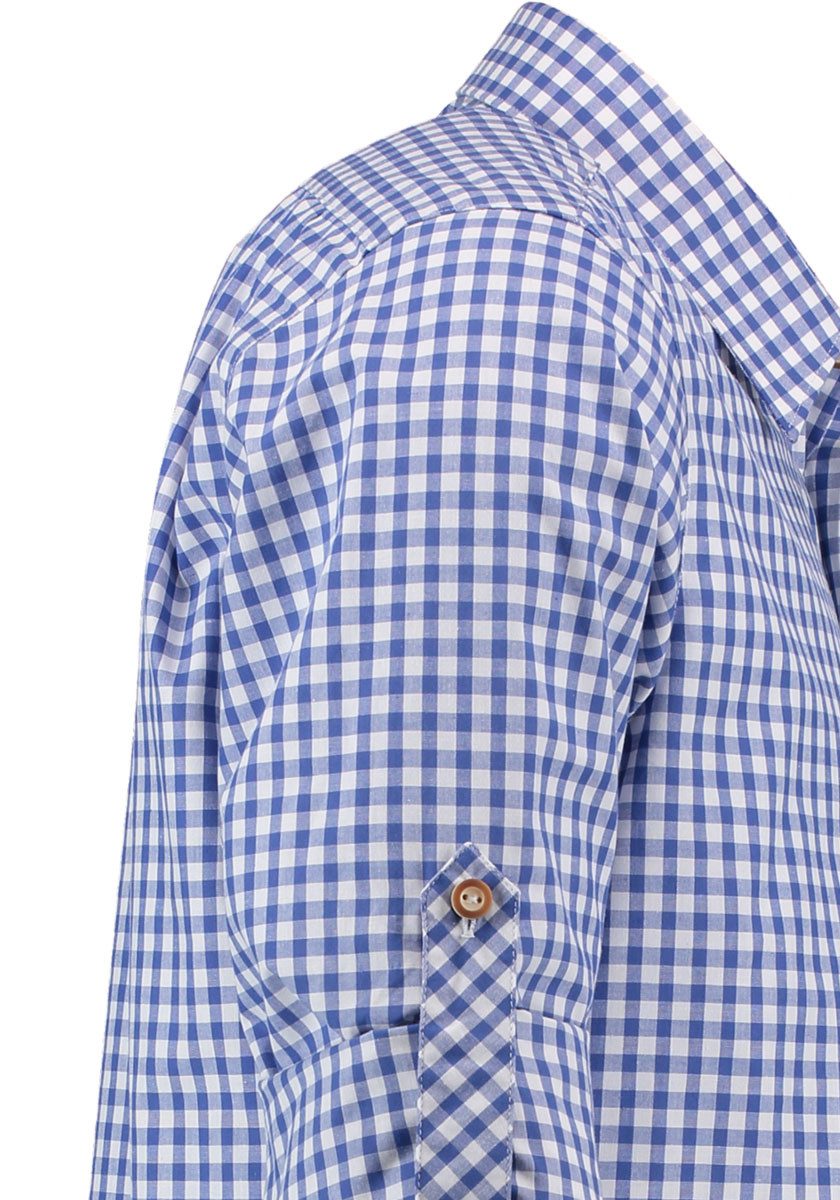OS Trachten Trachtenhemd Utamo Langarmhemd mit Brusttasche, Edelweiß-Stickerei auf der Knopfleiste