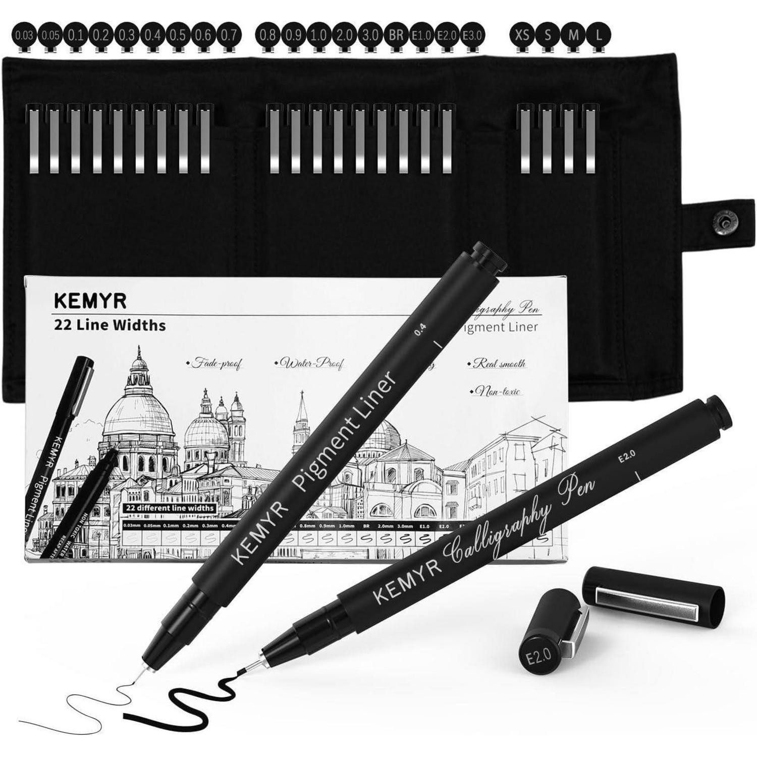 LuxusKollektion Fineliner Fineliner Set 22 Pigmentliner mit Tasche