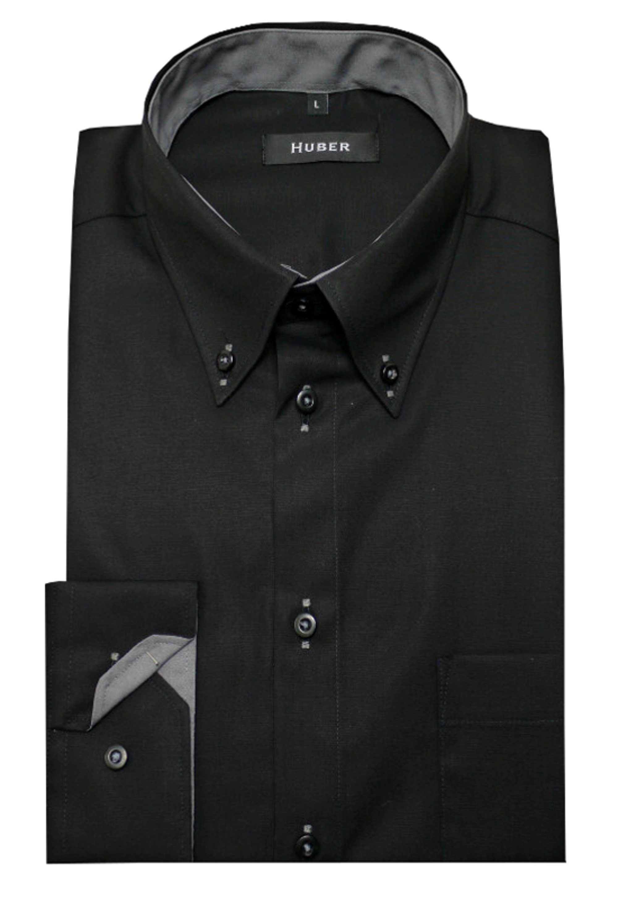 Huber Hemden Langarmhemd HU-0098 Button-Down Kragen, Regular Fit - gerader Schnitt, Made in EU!