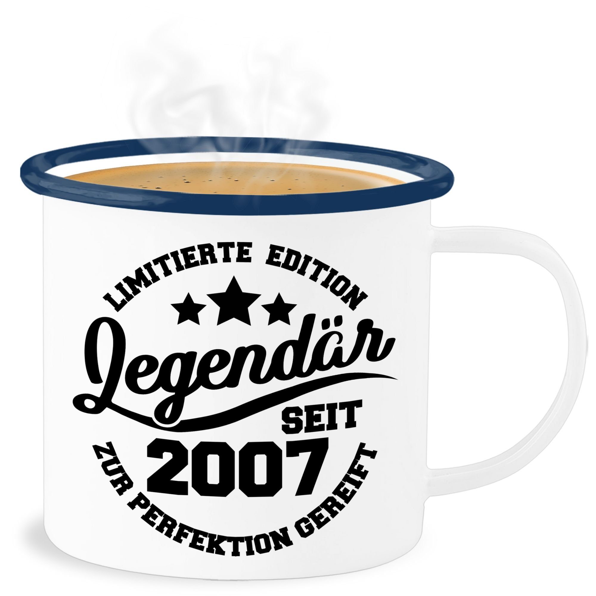Shirtracer Becher Legendär seit 2007 - schwarz, Stahlblech, 16. Geburtstag Tasse 3 Weiß Blau