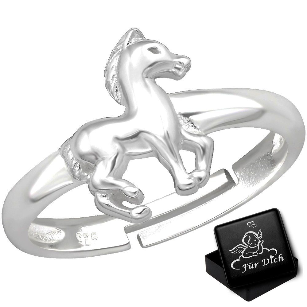 Limana Fingerring Kinderring echt 925 Silber verstellbarer Ring Pferd Kinderschmuck (inkl. Geschenkdose), Geschenk für Kinder Mädchen Weihnachten Geburtstag Nikolaus Ostern