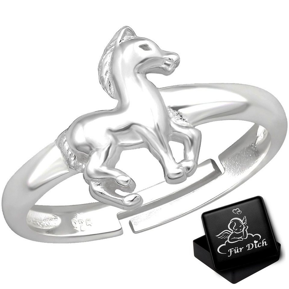 Limana Fingerring Mädchen Kinderring echt 925 Sterling Silber verstellbarer  Ring Pferd (inkl. Geschenkdose), Fohlen Geschenkidee Geschenk Weihnachten  Geburtstag
