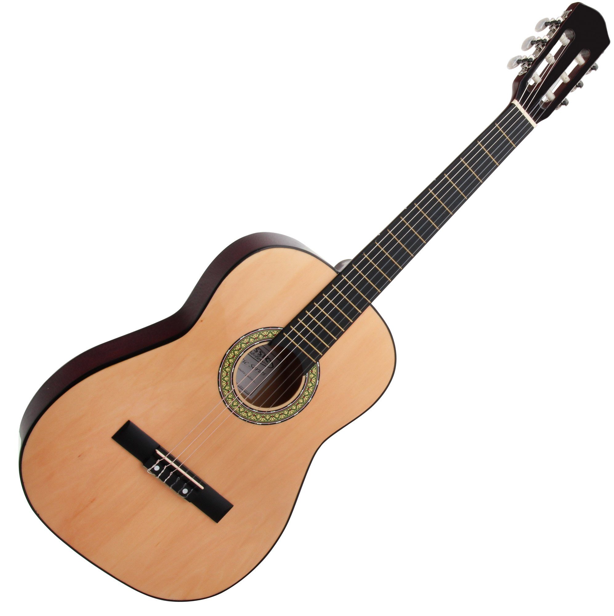 Classic Cantabile Konzertgitarre AS-851 Starter Set, 7/8, mit Gitarre, Tasche, Nylonsaiten, Schule, 3x Plektren und Stimmpfeife