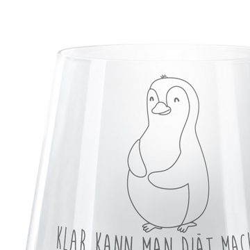 Mr. & Mrs. Panda Windlicht Pinguin Diät - Transparent - Geschenk, Pinguine, Kerzenglas mit Gravu (1 St), Handarbeit mit Liebe