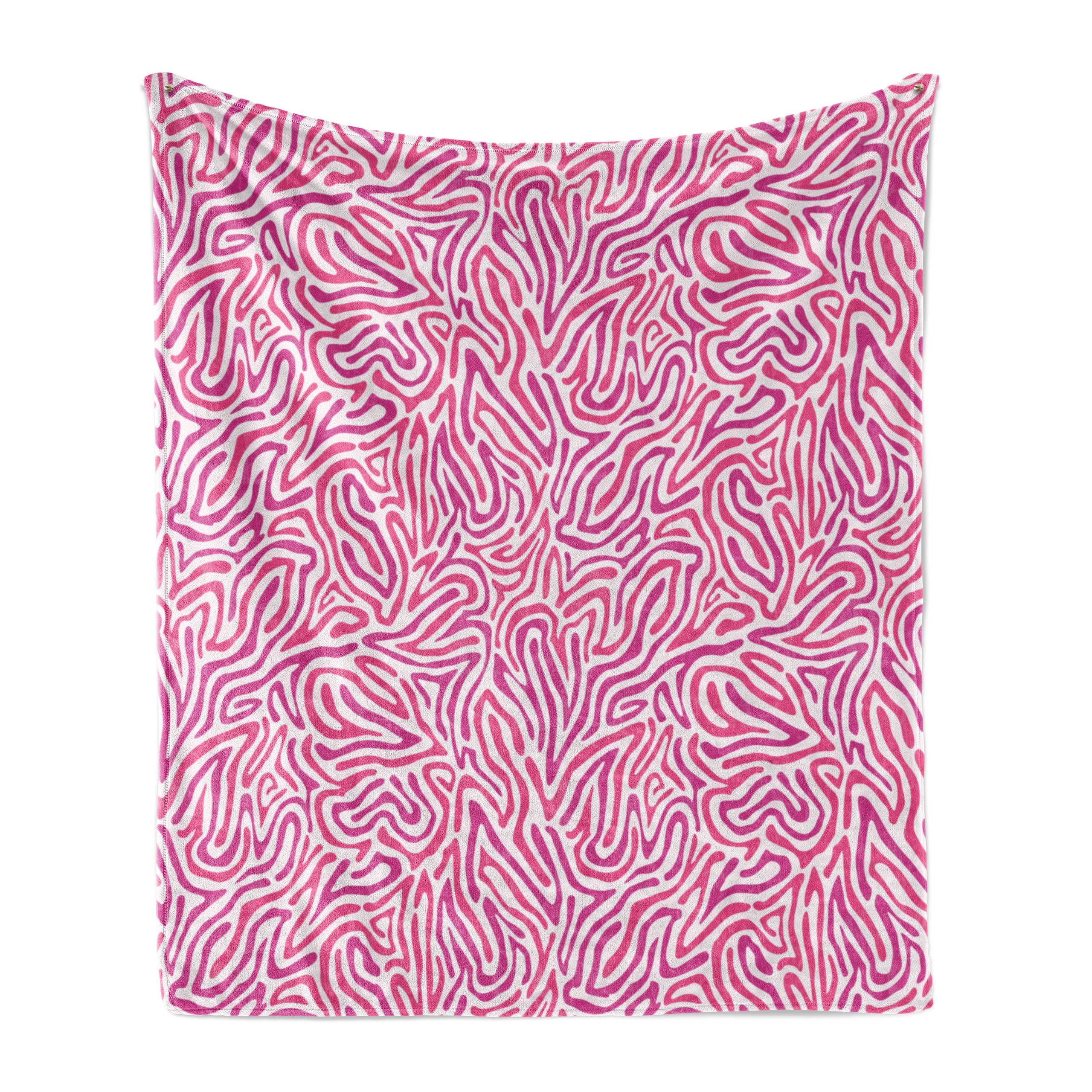Innen- Wohndecke Zebra Plüsch den Gemütlicher Außenbereich, Linien Kurvige rosa Abakuhaus, für und Funky