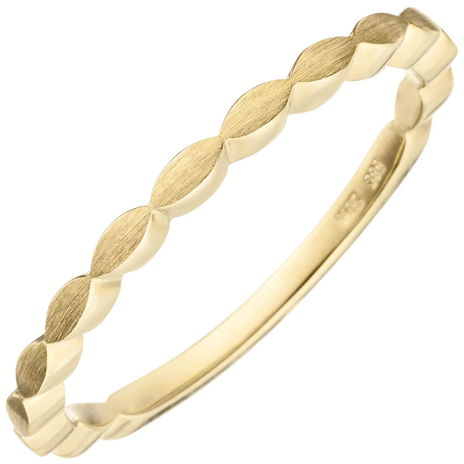 Schmuck Krone Goldring Ring verkettete Oliven, 585 Gelbgold Damenring, Gold 585