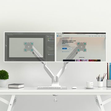 ONKRON Monitor Halterung, Tischhalterung 13-32 Zoll VESA 75/100 Monitor-Halterung, (bis 32,00 Zoll, Monitor Tischhalterung doppel Arm, Monitor Tischhalterung doppel Arm, neigbar (90° bis -90°Grad), schwenkbar (bis 270)