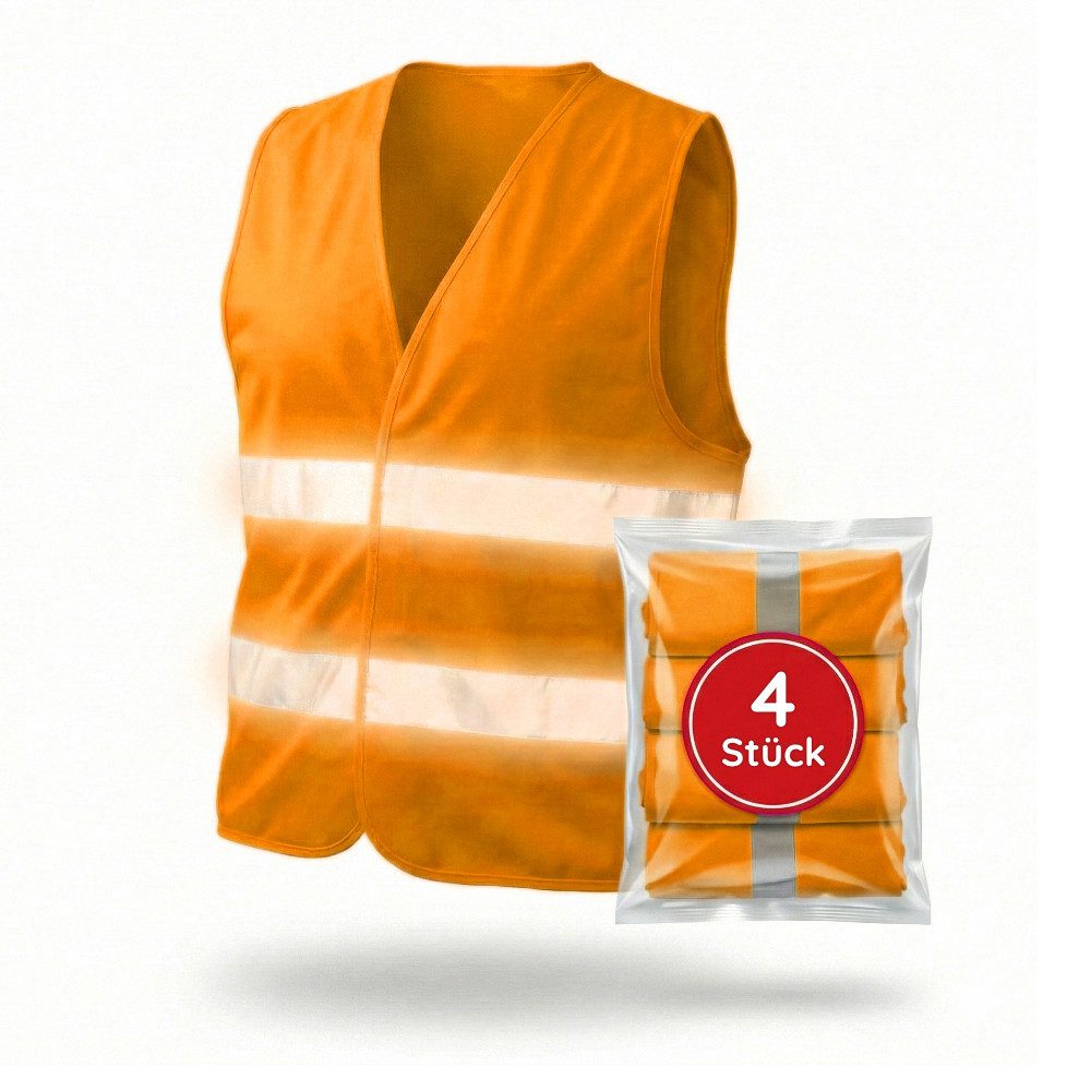 FLEXEO Warnweste Warnweste EN ISO 20471 (4-tlg) Sicherheitsweste Signalkleidung Signalweste, orange