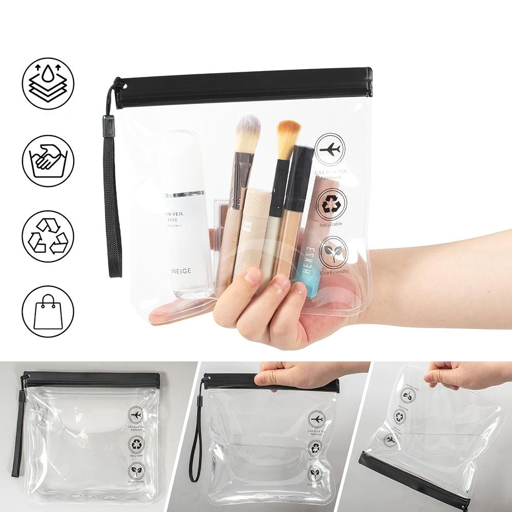 Zaewry Kulturbeutel Transparent Kulturtasche,Flugzeug Beutel Flüssigkeiten 20 x 20 cm (1 Liter Beutel Flugzeug Reisebeutel, Waschtasche für Damen & Herren, 6-tl – Bild 4 von 5