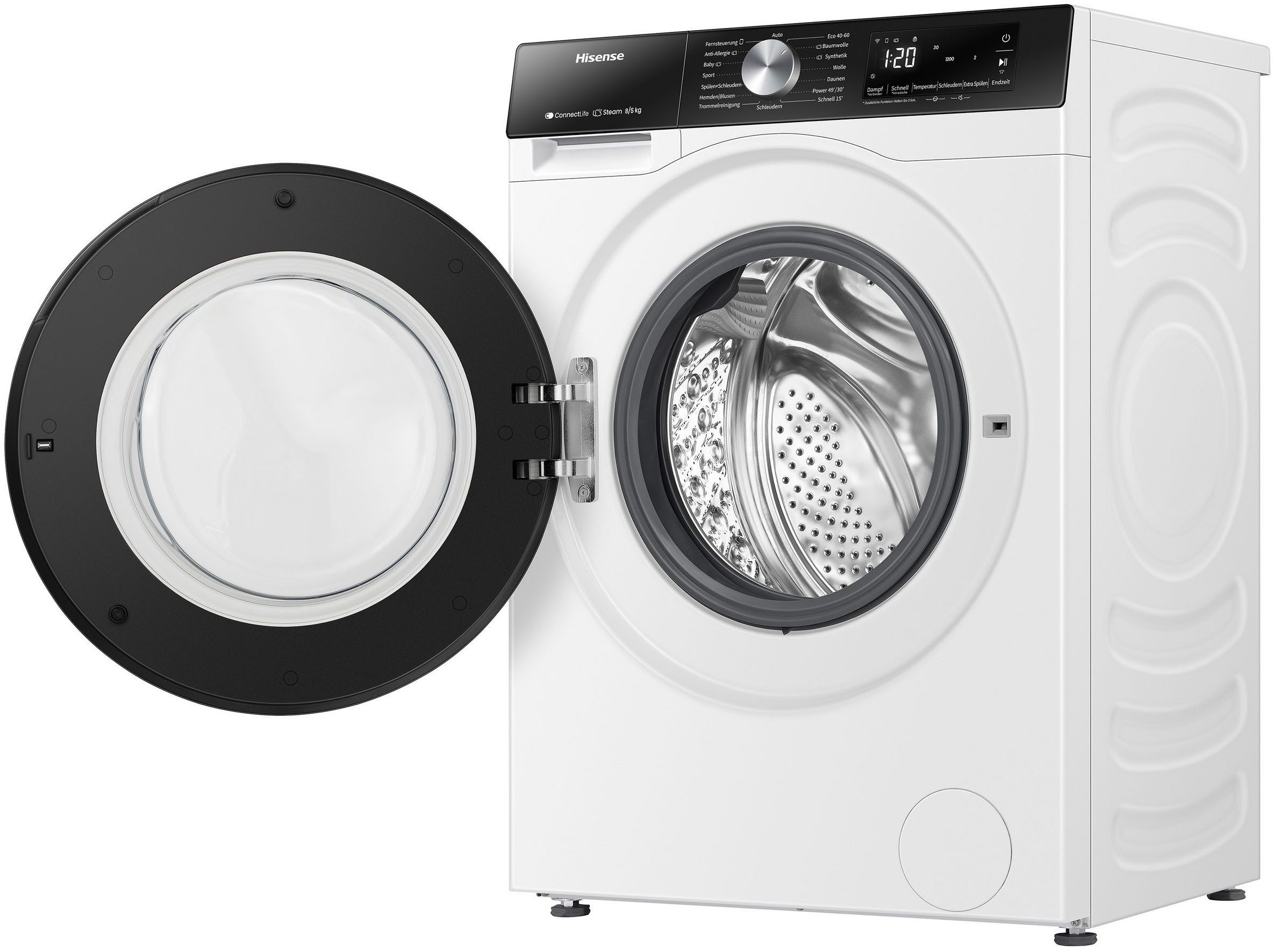 Hisense Waschtrockner 3S Serie WD3S8043BW3, 8 kg, 5 kg, 1400 U/min
