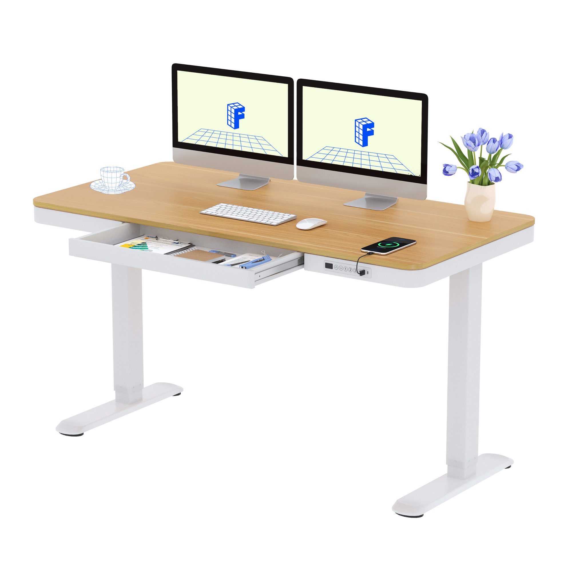 FLEXISPOT Schreibtisch Höhenverstellbarer Schreibtisch MIT Schubladen (mit günstig online kaufen