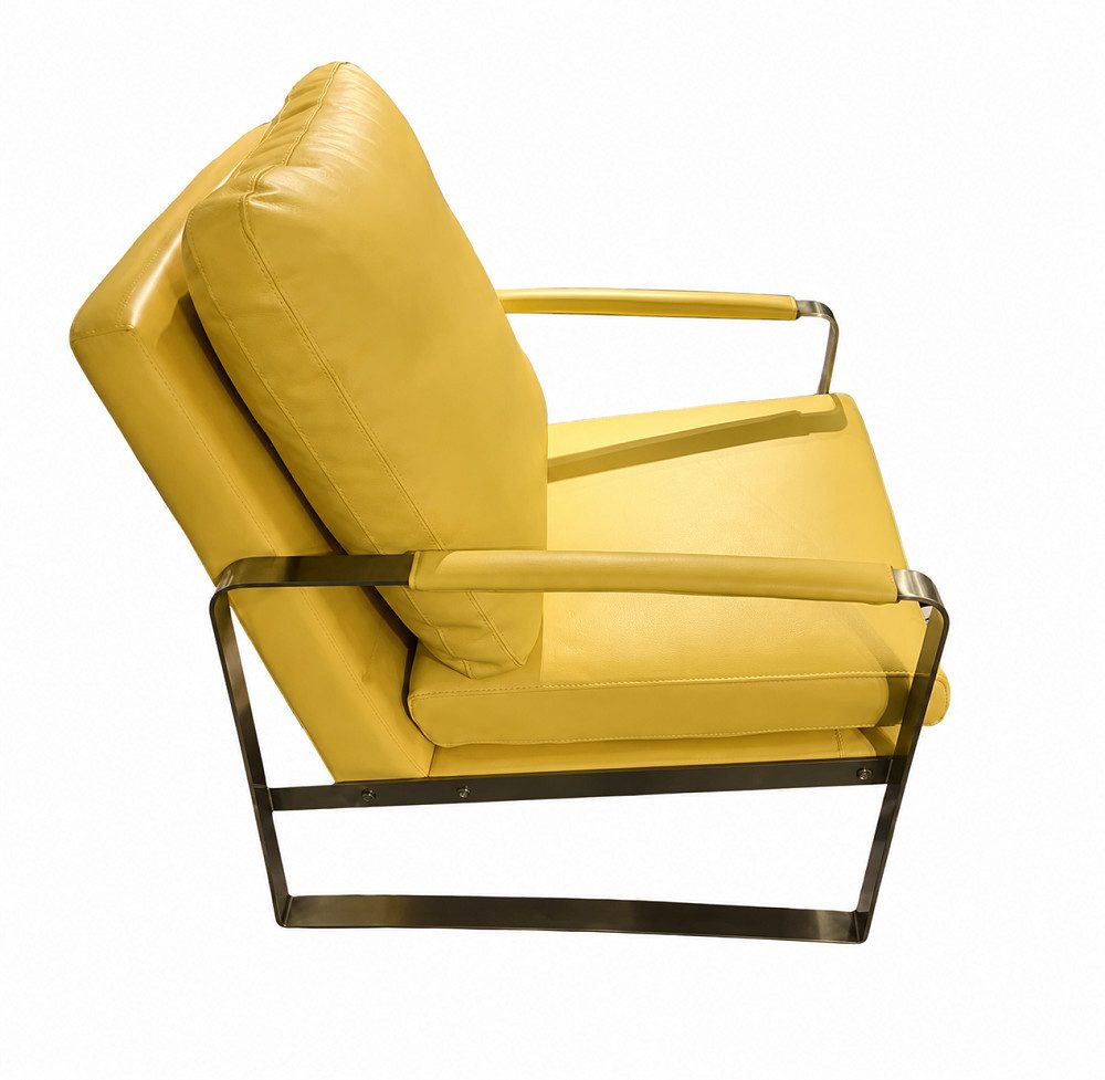 JVmoebel Sessel Eleganter gelber Ledersessel mit modernem Design und hoher Polsterung (Sessel), Made in Europa