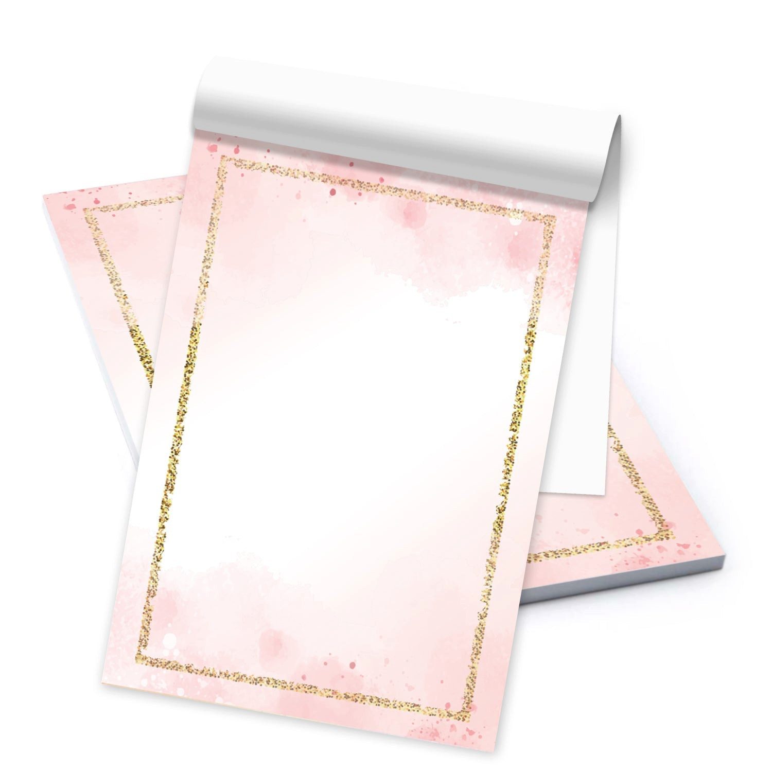 Logbuch-Verlag Klappkarte Briefpapier rosa weiß mit goldenem Rand DIN A5 Briefblock -