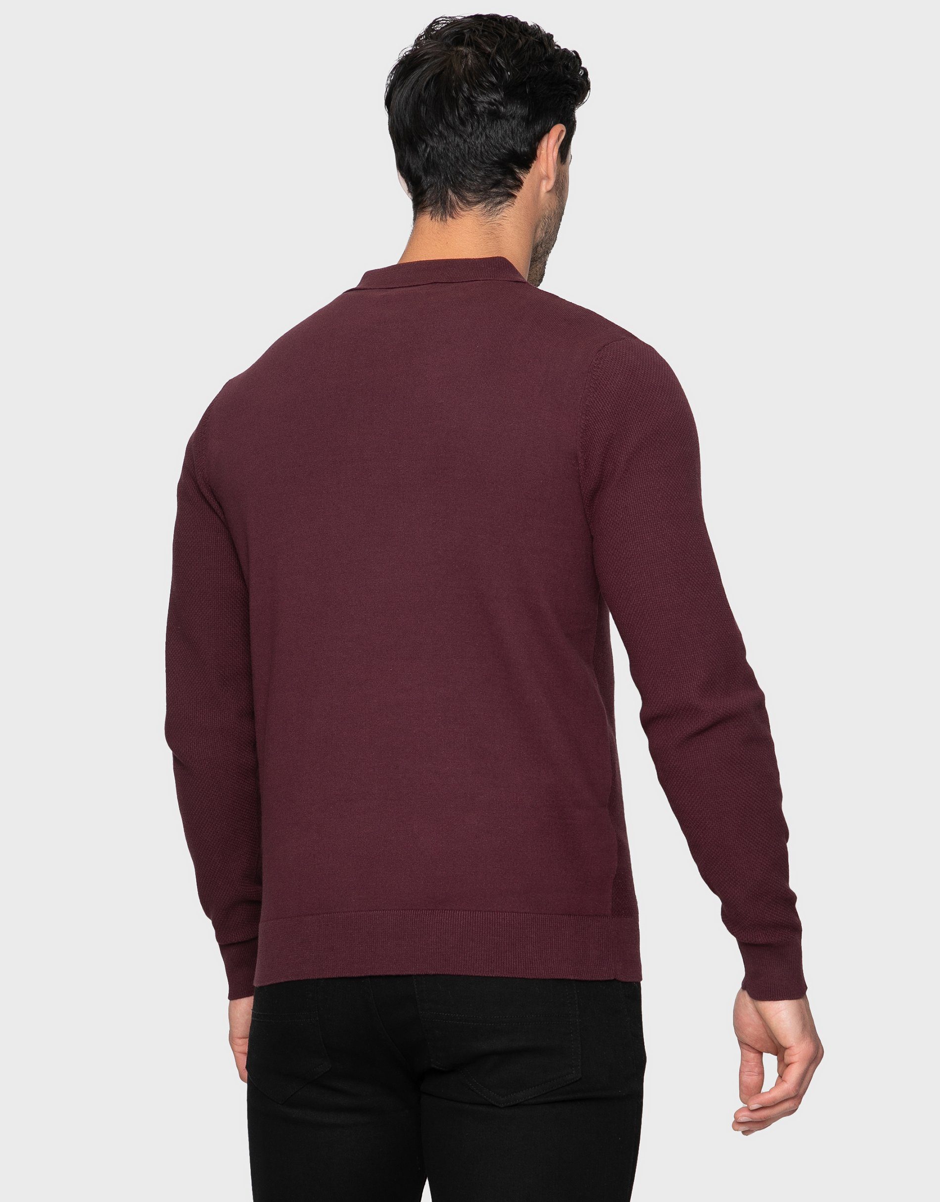 Langarm-Poloshirt Bintcliff Threadbare Burgundy
