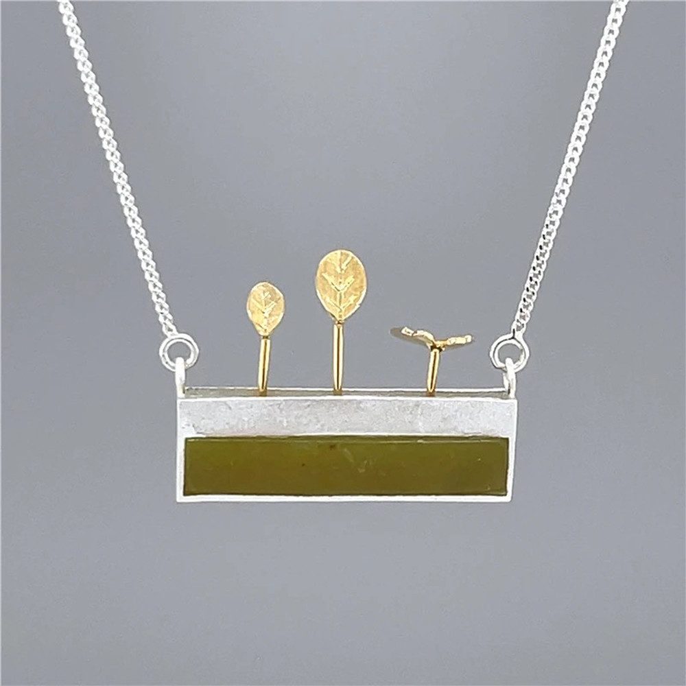 Runde Perlé Kette mit Anhänger elegante Halskette "kleiner Garten" natürlic günstig online kaufen