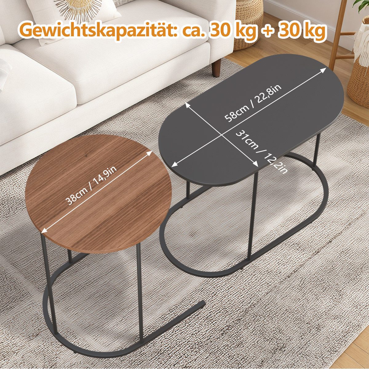 Simloveve Couchtisch Beistelltisch 2er Set Satztisch günstig online kaufen