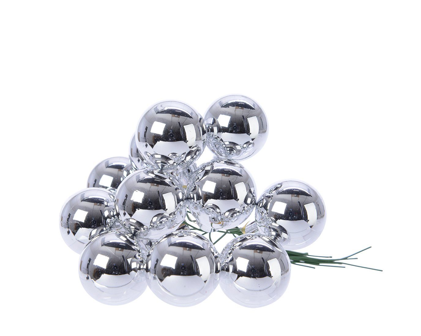 Weihnachtskugeln 12 season Decoris Stück am Silber Draht 2,5cm - Glas Weihnachtsbaumkugel, decorations glänzend