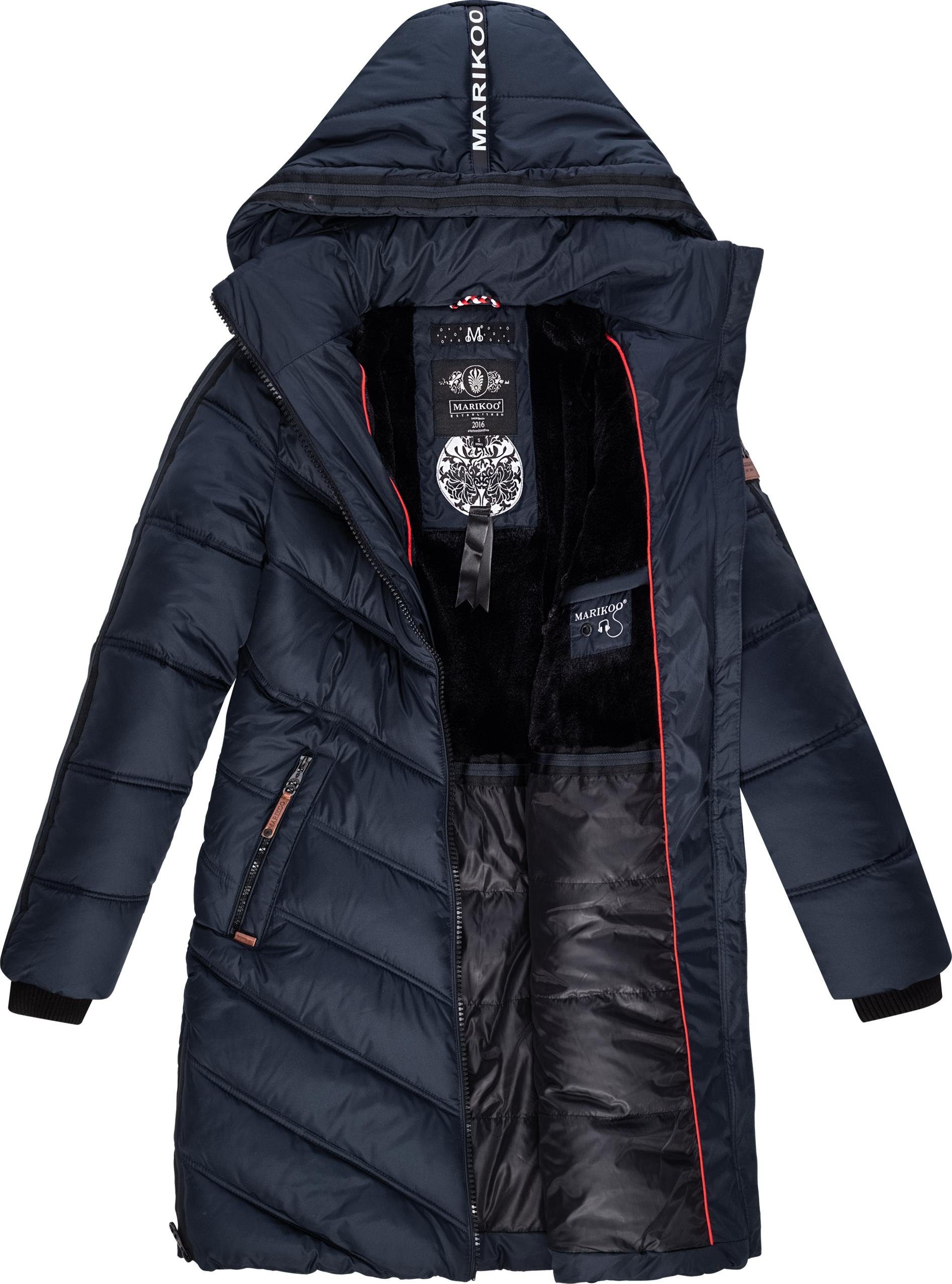 Marikoo Wintermantel Armasa modischer Damen Winter Steppmantel mit Kapuze – Bild 4 von 5