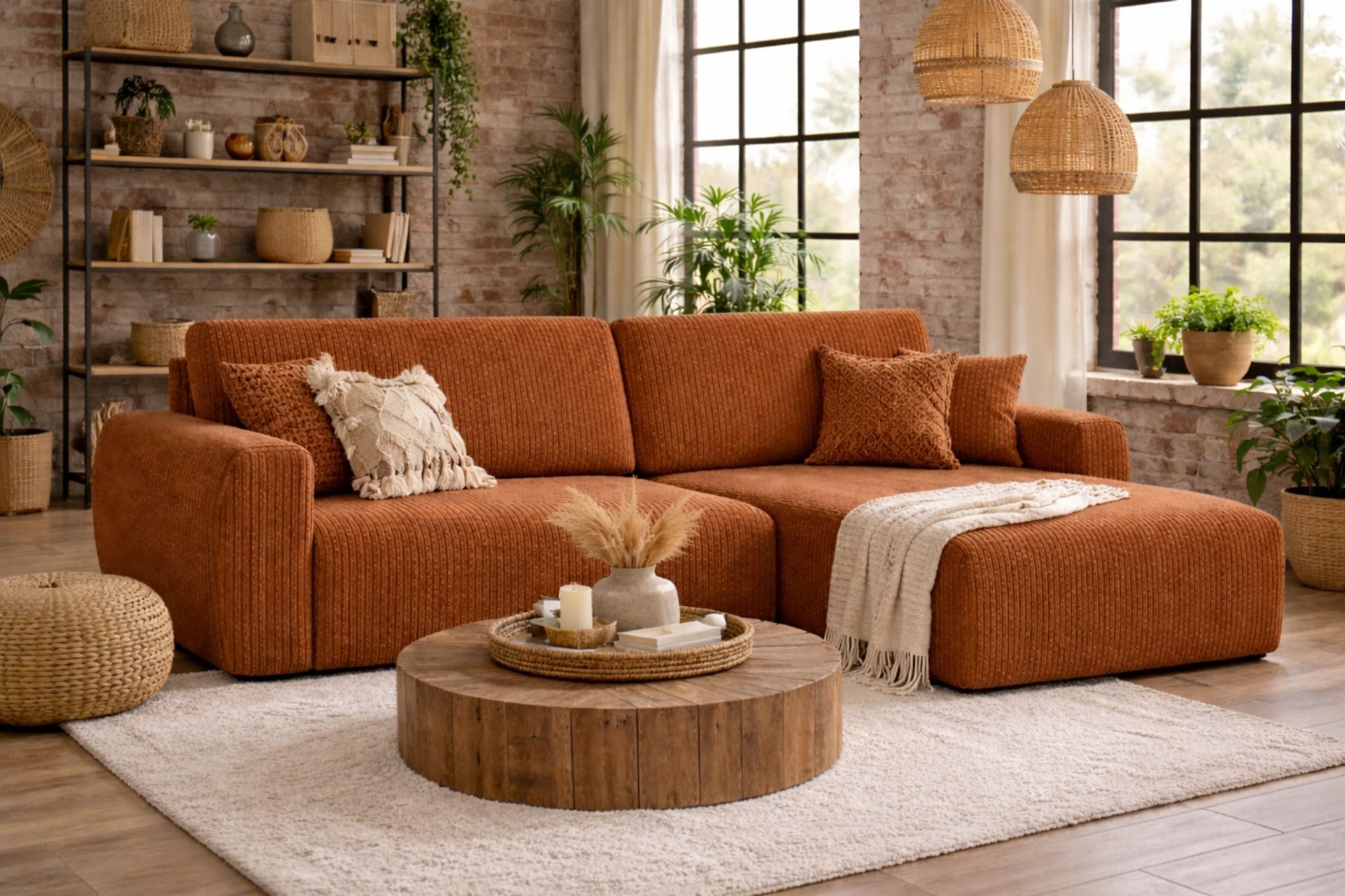 Kaiser Möbel Ecksofa mit Schlaffunktion und Bettkasten Ariel L Cord-Sofa aus Stoff Poso, mit Schlaffunktion,großzügige Liegefläche,pflegeleichter Cordstoff