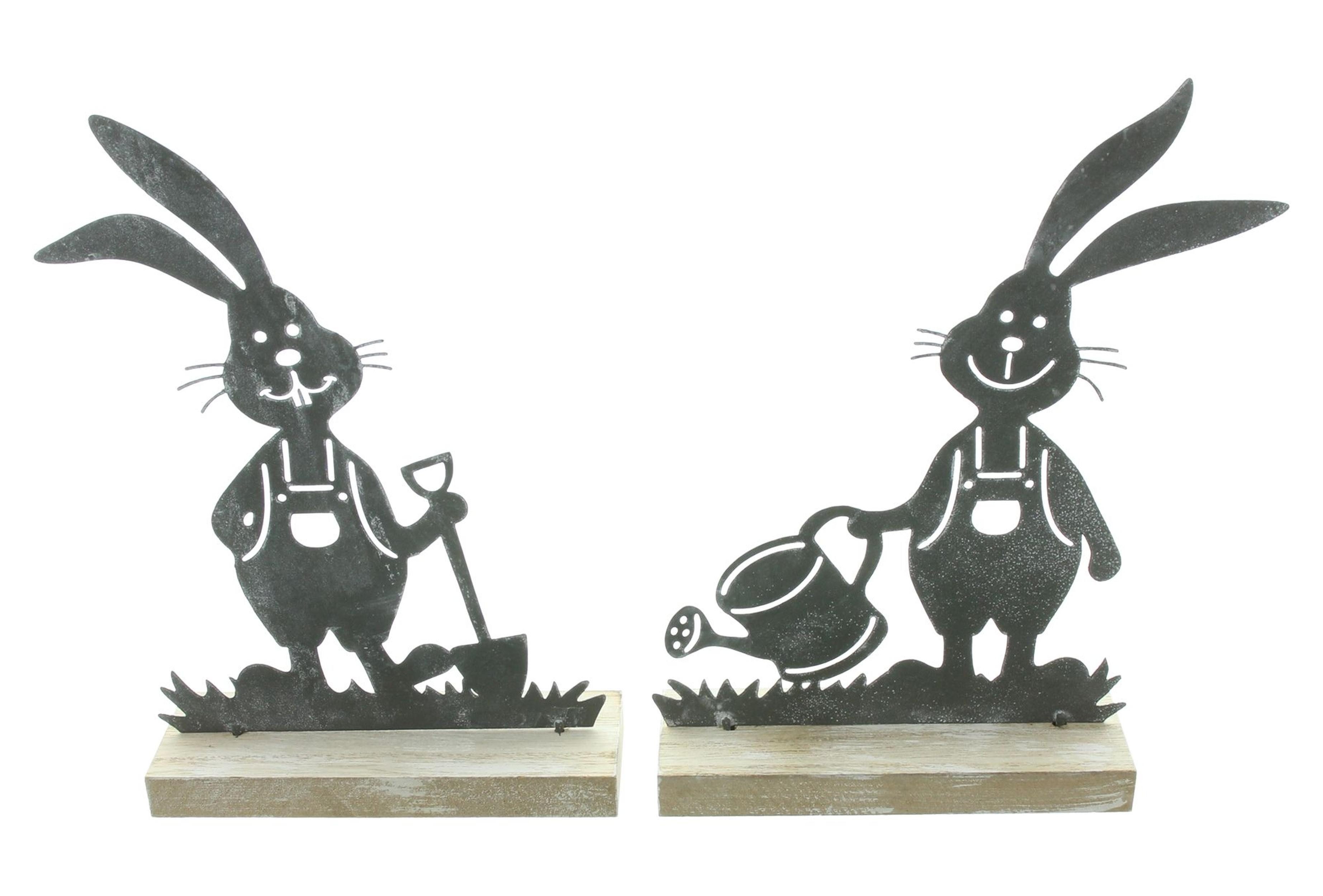 Osterhase Hase "Gartenarbeit", 2er Set