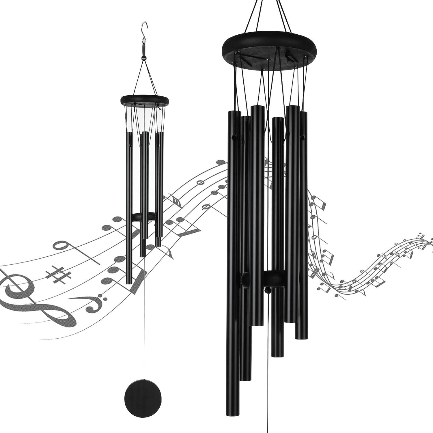 LuxusKollektion Windspiel OSTALBKLANG Windspiel Metall Schwarz Draußen Hängend Garten Deko