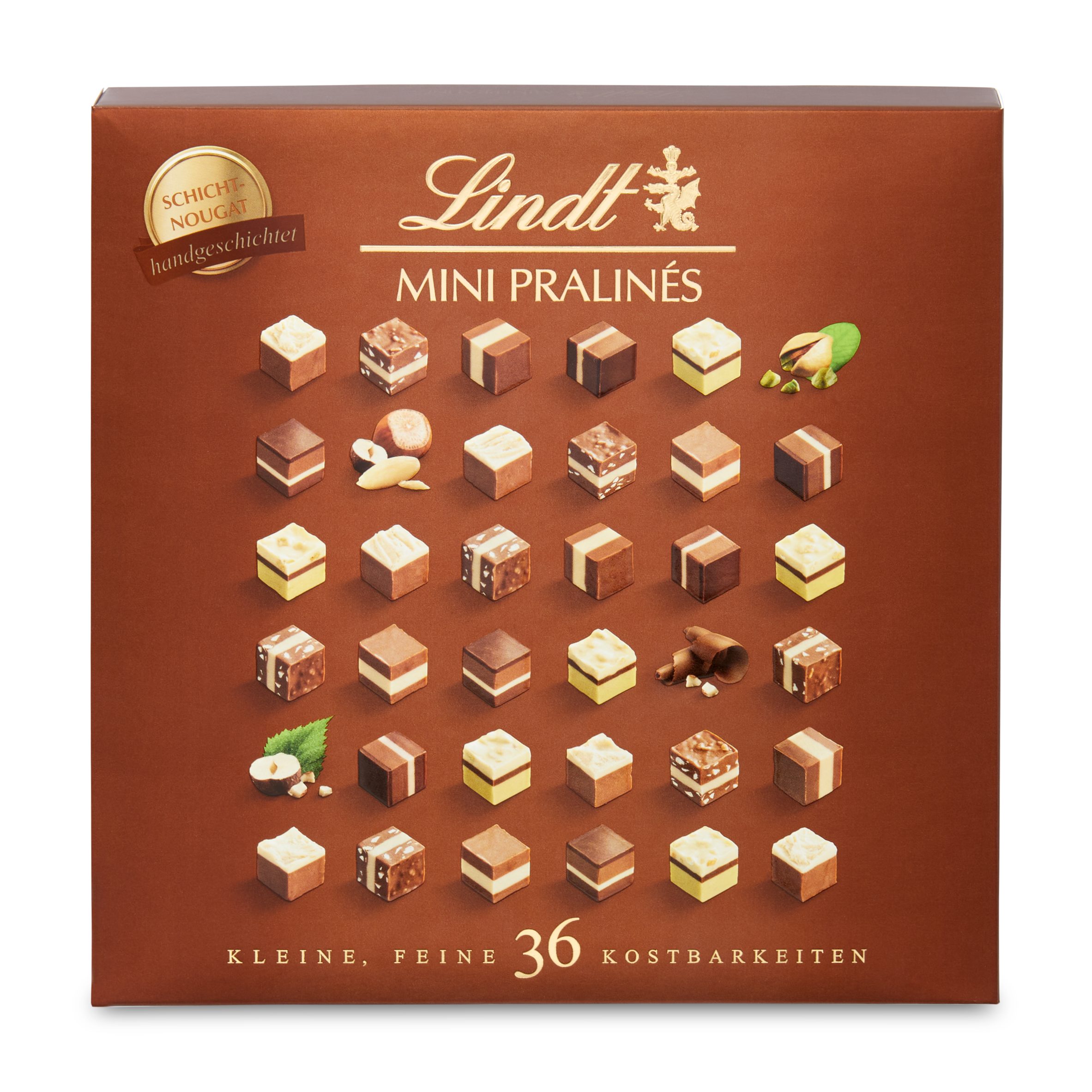 LINDT Schokolade 165g Mini Pralinés Nougat Schachtel Pralinen Geschenkbox Mix