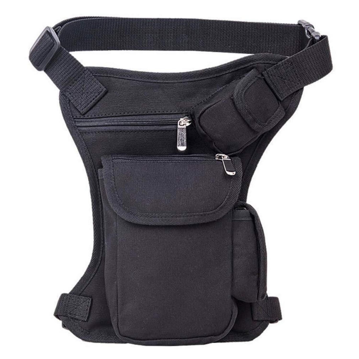 Beintasche Beintasche Motorrad Canvas Bauchtasche Hüfttasche Leg Bag #03schwarz