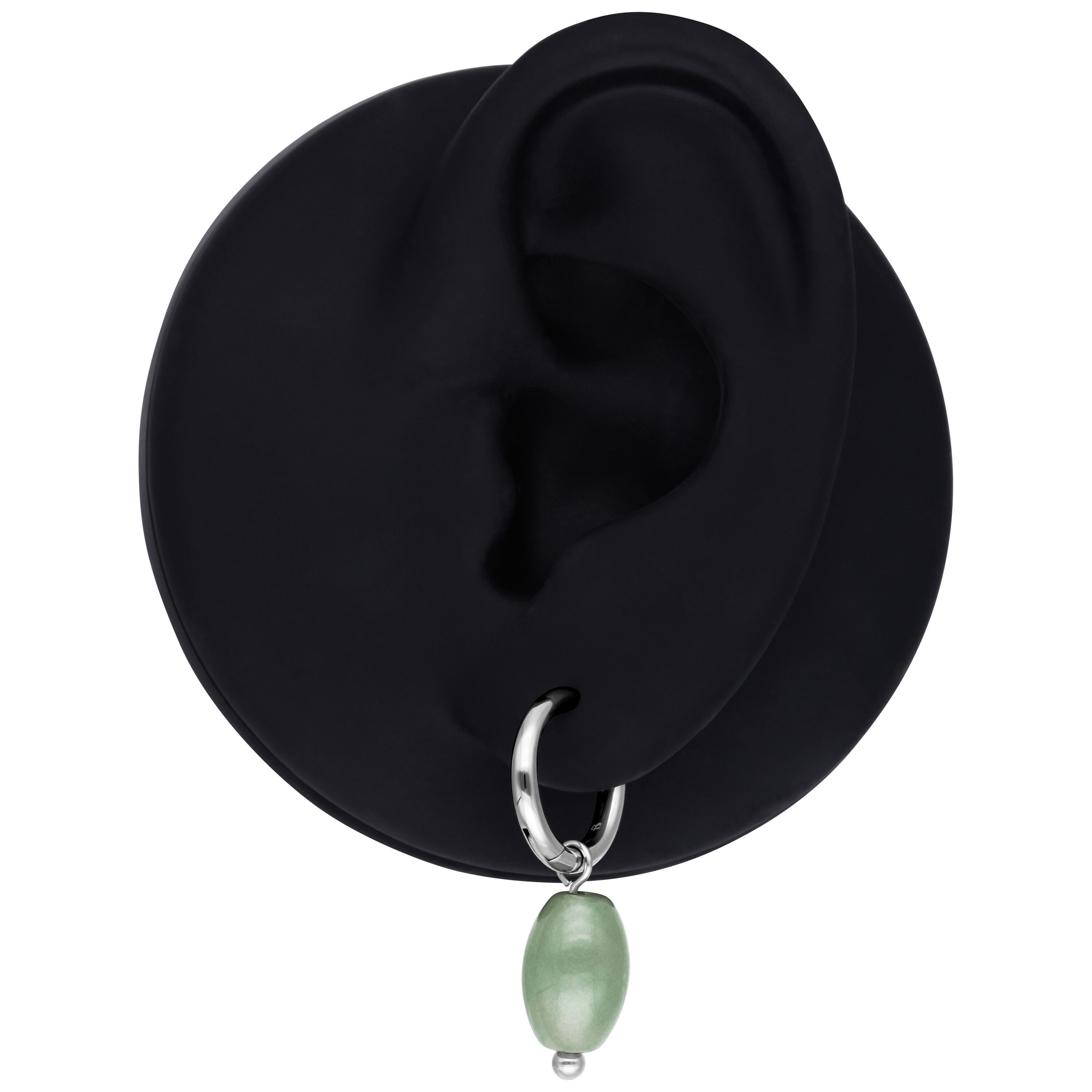 Wildcat Paar Ohrhänger Little Natural Stone Drop Hoops - Silber, Zeleni aventurin, Chirurgenstahl 316L - wasserfest, langlebig, hautverträglich – Bild 3 von 5