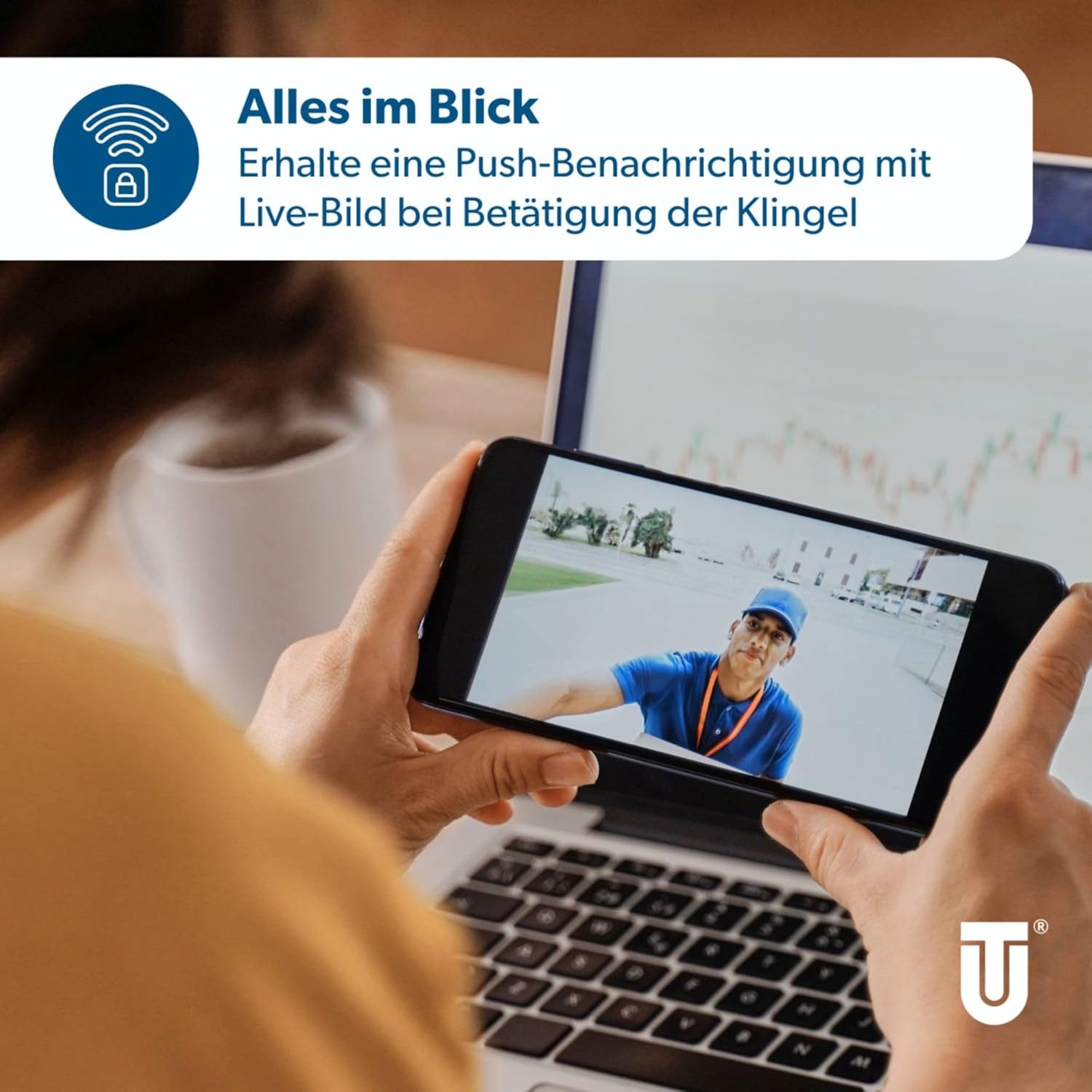 UNITEC Smart Home Türklingel WLAN Video Türsprechanlage mit HD Kamera (Außenbereich, Set, Komplett-Set Sprechanlage mit Kamera und Gong, Set Smart Türklingel Wi – Bild 4 von 5