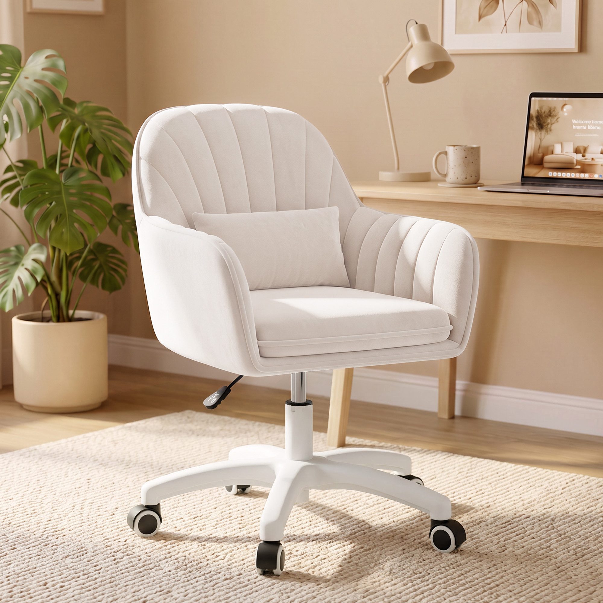 HawthyHome Bürostuhl Ergonomischer Homeoffice-Stuhl, 360° Drehbar & Höhenverstellbar (1 St), Samtbezug mit Kopfkissen, ideal für Arbeitszimmer & Schlafzimmer