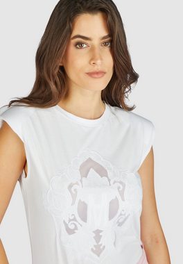 MARC AUREL T-Shirt mit Schulterbetonung und Logostickerei