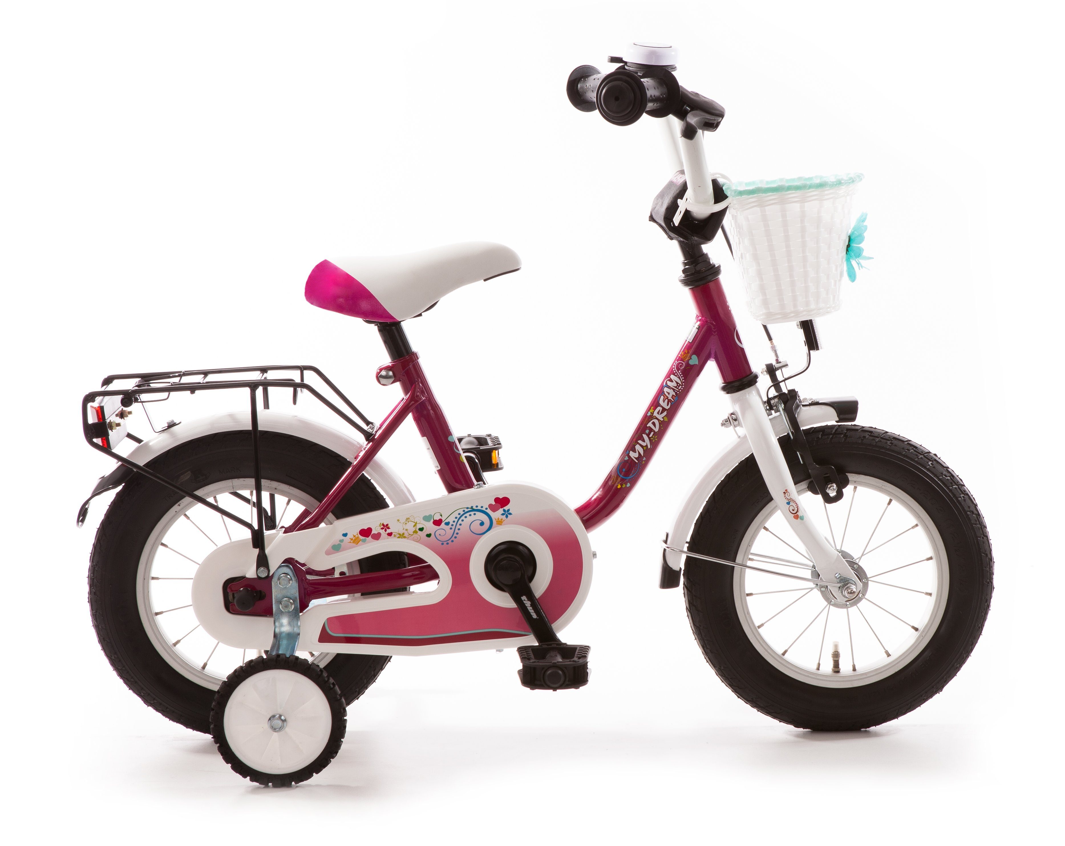 Bachtenkirch Kinderfahrrad 12 Zoll Fahrrad für Kinder ab 3 Jahre Mädchenfahrrad, mit Rücktrittbremse, mit Stützräder