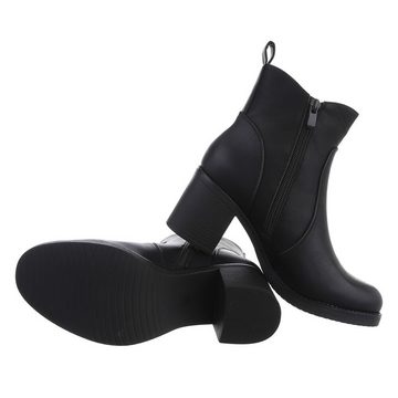 Ital-Design Damen Elegant Stiefelette Blockabsatz Klassische Stiefeletten in Schwarz