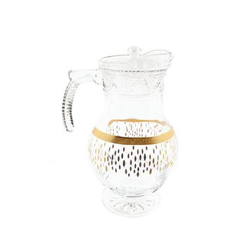 Almina Karaffe Karaffen-Set 8-Teilig aus Glas mit silbernen und goldenen Details