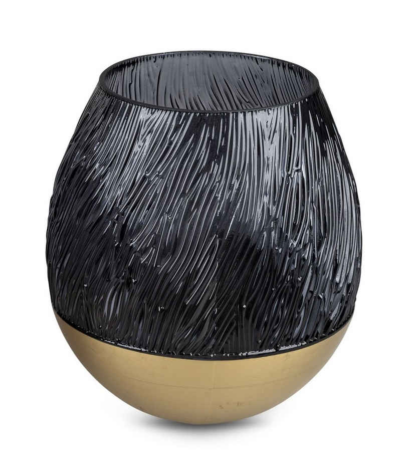 formano Tischvase in schwarz / gold aus Glas in zwei Größen wählbar, dekorative Vase aus Glas
