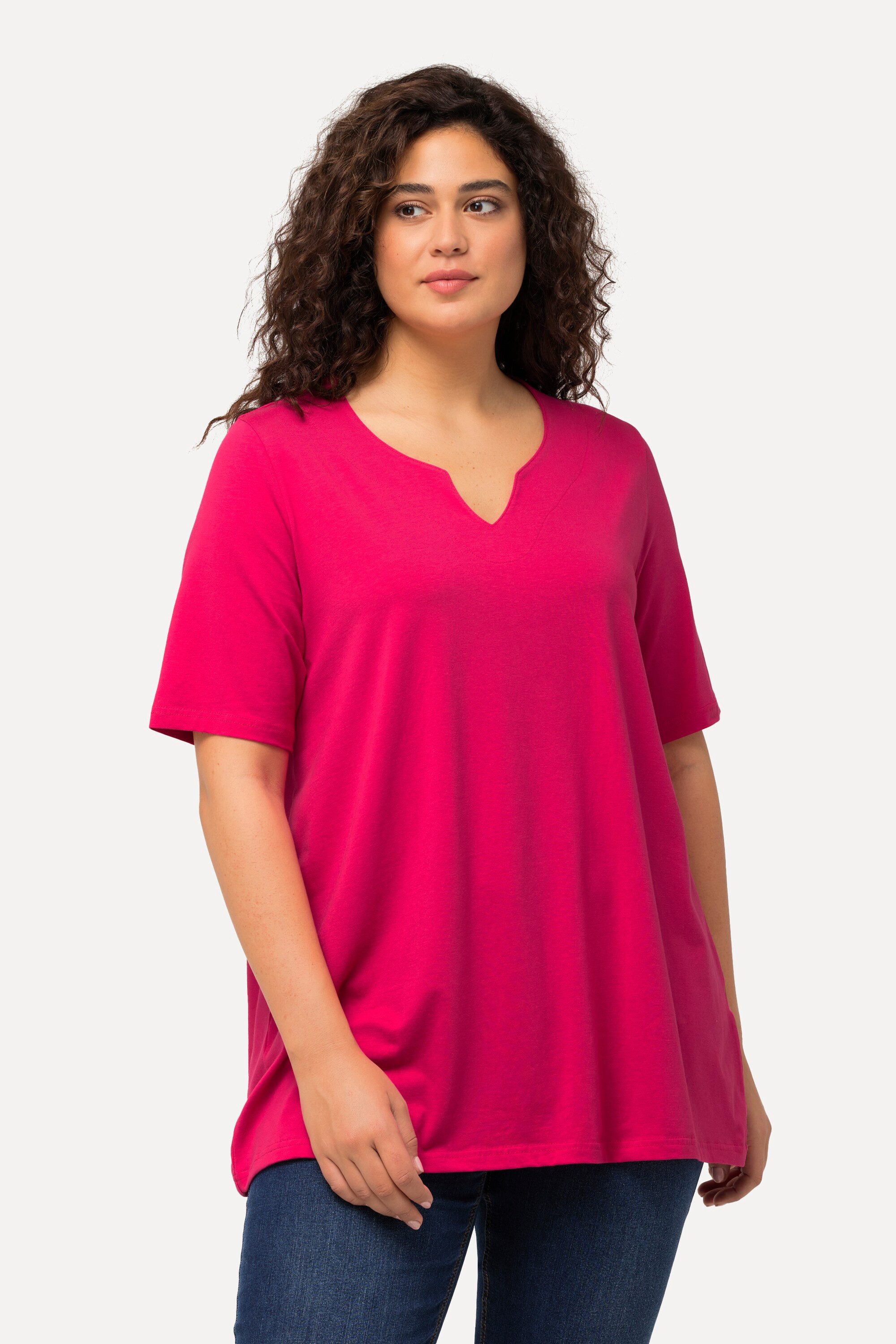 Ulla Popken T-Shirt T-Shirt A-Linie Tunika-Ausschnitt günstig online kaufen