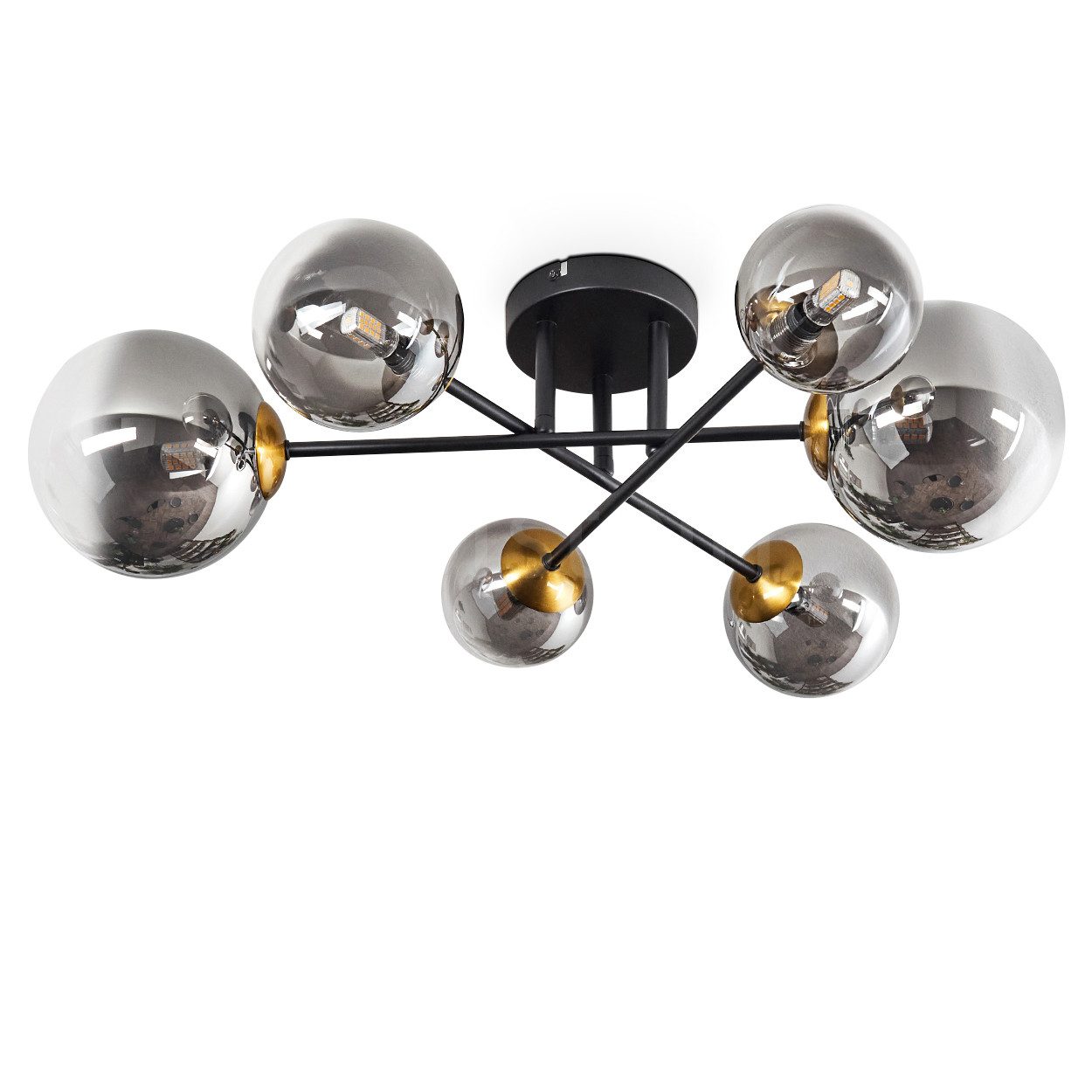 hofstein Deckenleuchte Deckenlampe aus Metall/Glas in Schwarz/Goldfarben/Ra günstig online kaufen