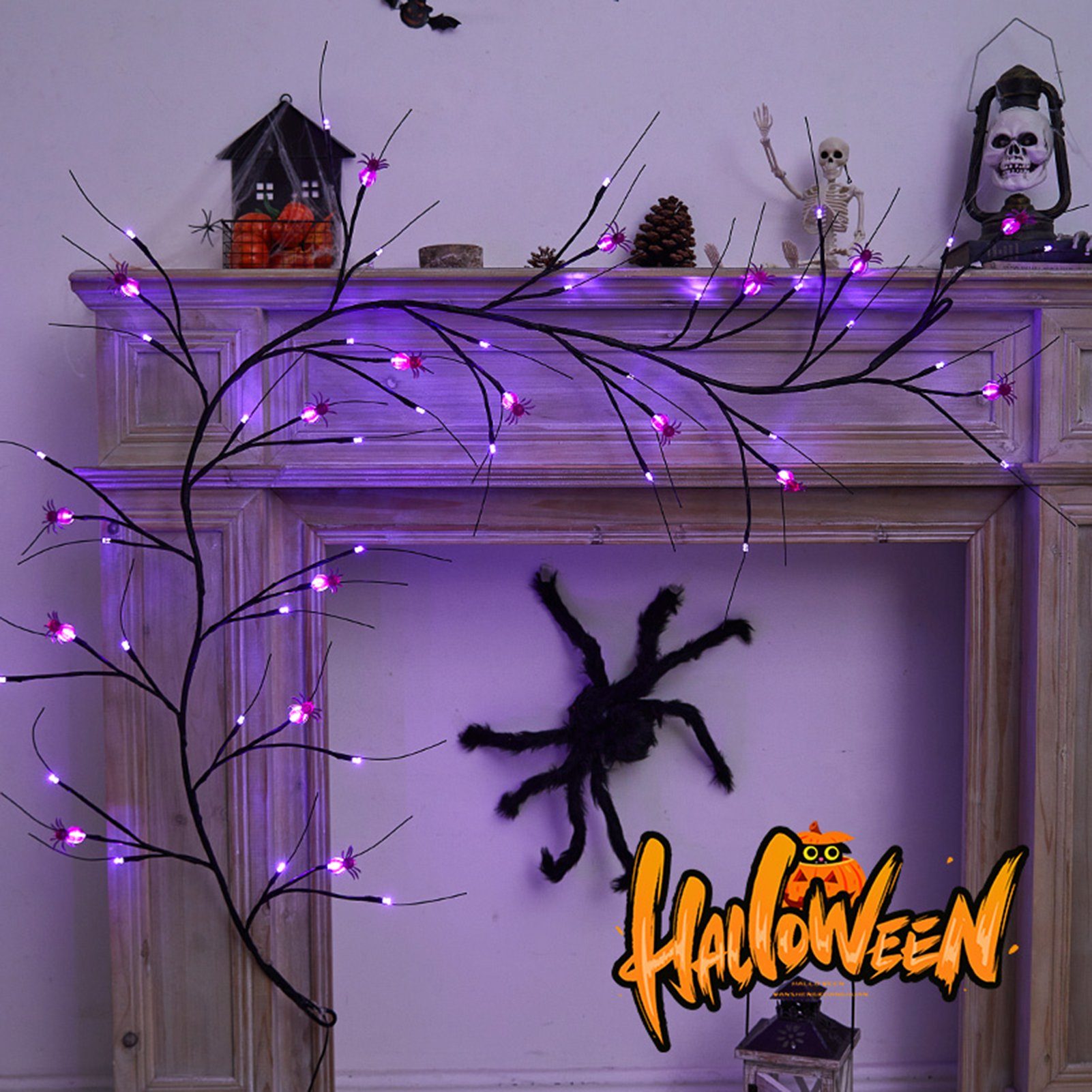 Rutaqian Lichterkette Halloween Deko Lichterkette, Halloween Garten Lichter Innen Außen für