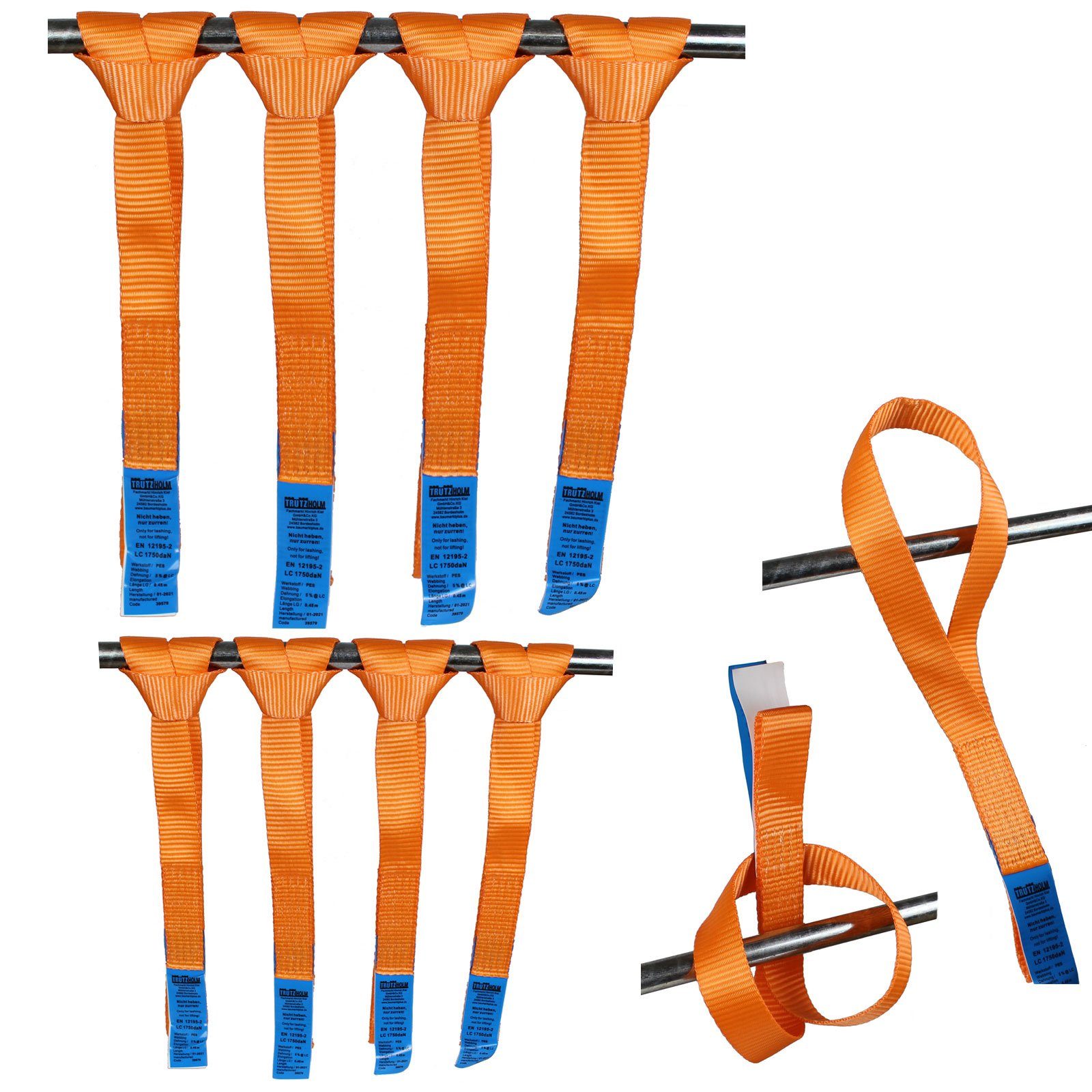Spanngurt 8x Gurtschlaufen Doppelschlaufen 1750 kg Gurtlast 45 cm Länge 35 mm