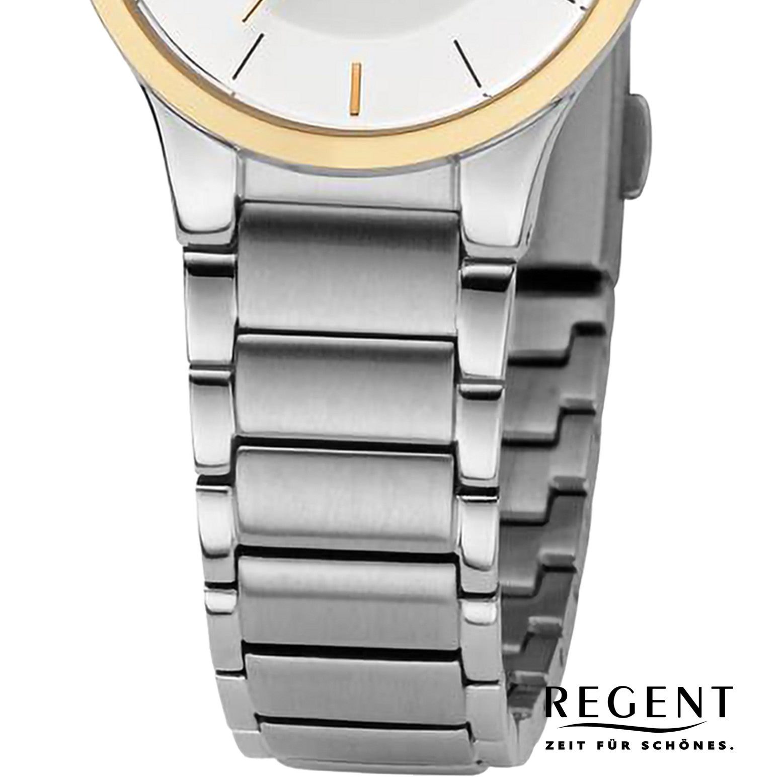 Regent Quarzuhr Regent Damen Armbanduhr Analog, (Analoguhr), Damen Armbanduhr rund, extra groß (ca. 28mm), Metallarmband