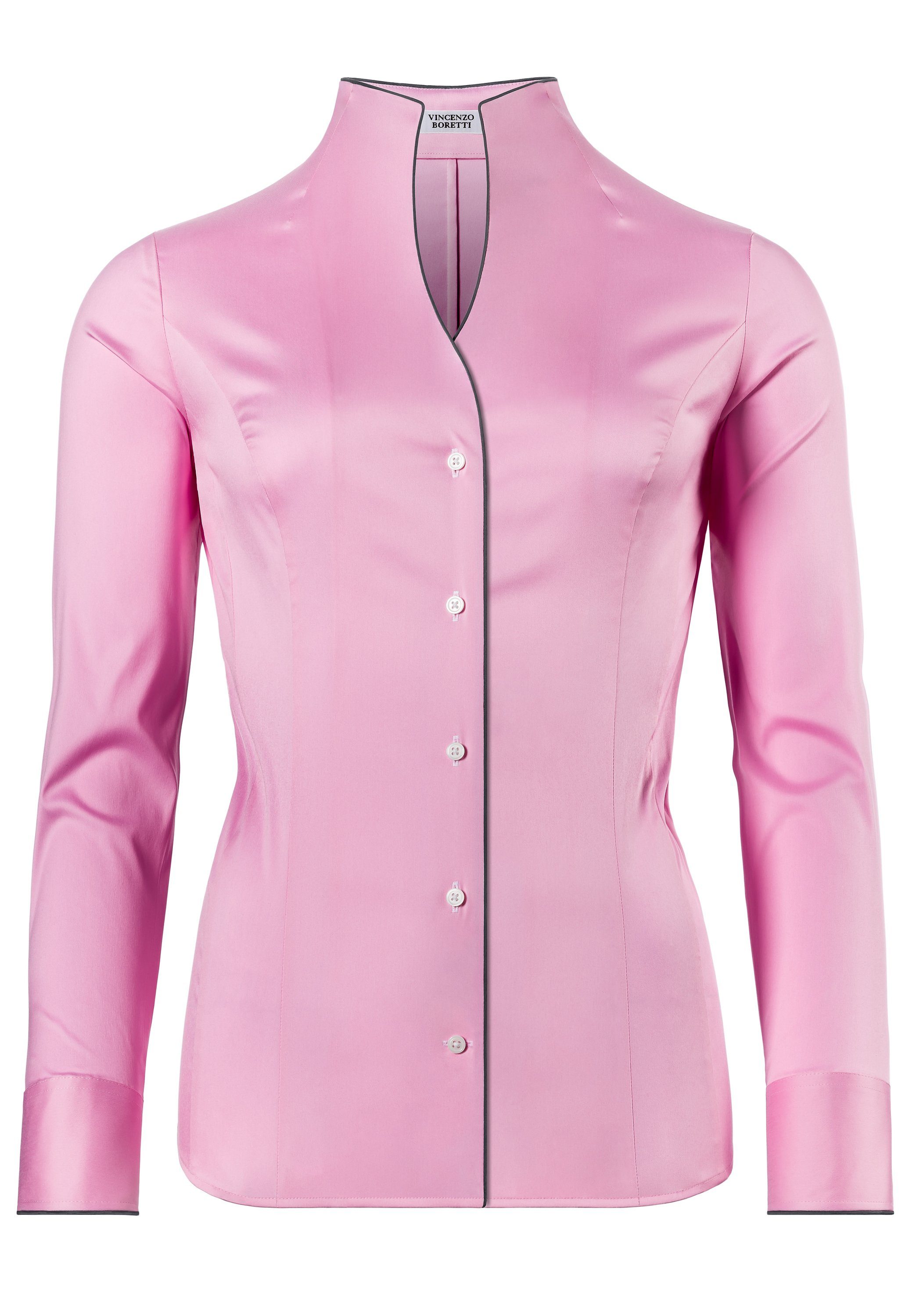 Vincenzo Boretti Klassische Bluse tailliert stretch Kelchkragen günstig online kaufen
