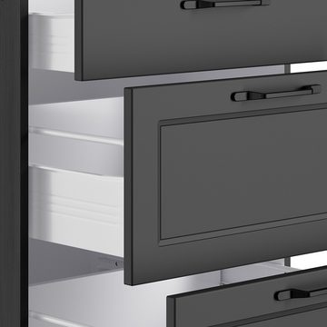 Lomadox Küchenzeile MONTERREY-03, Küchenblock Küchenmöbel, 240cm, grau mit Eiche