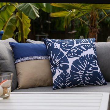 MARELIDA Dekokissen Garten Kissen wasserabweisend Outdoor Außen Lounge blau beige 44cm
