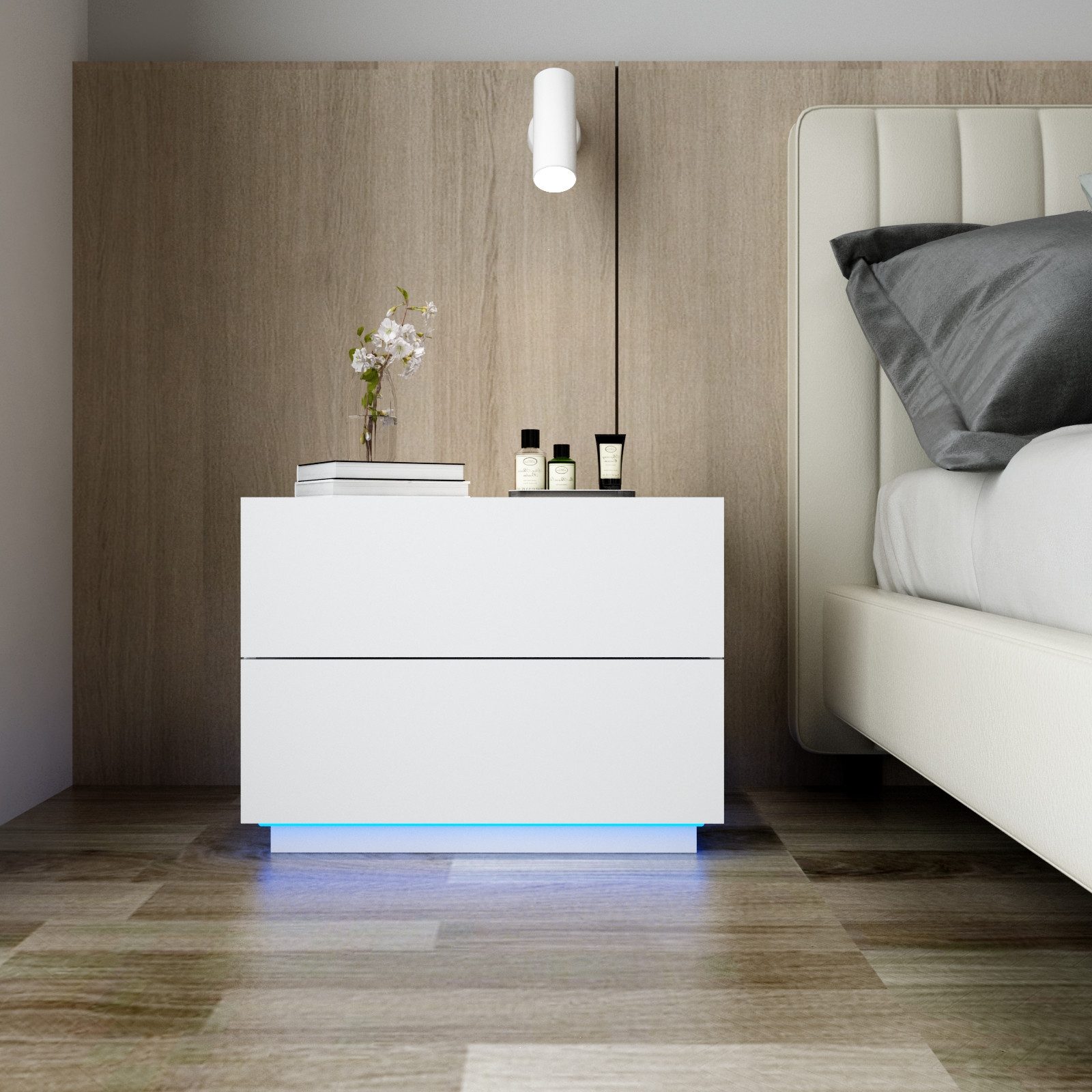 Mondeer Nachttisch LED Nachtkommode, Glänzend-Nachttisch mit USB-LED-Lampe, günstig online kaufen