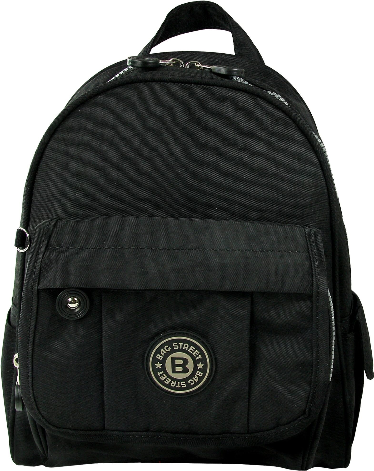 BAG STREET Freizeitrucksack Bag Street Rucksack Crinkle Nylon schwarz, Damen, Jugend Cityrucksack, Freizeitrucksack Nylon, schwarz 30cm hoch