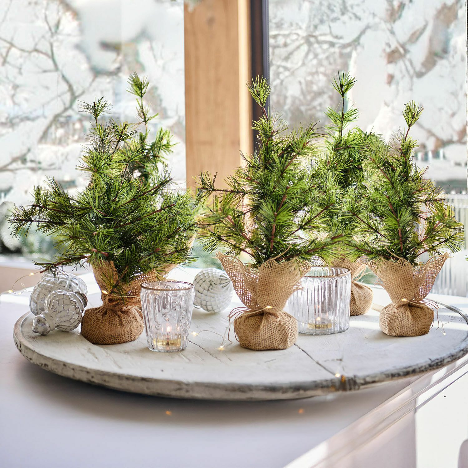Mirabeau Weihnachtsfigur Deko-Baum 4er Set Millies grün/braun (4er Set, 4er Set)