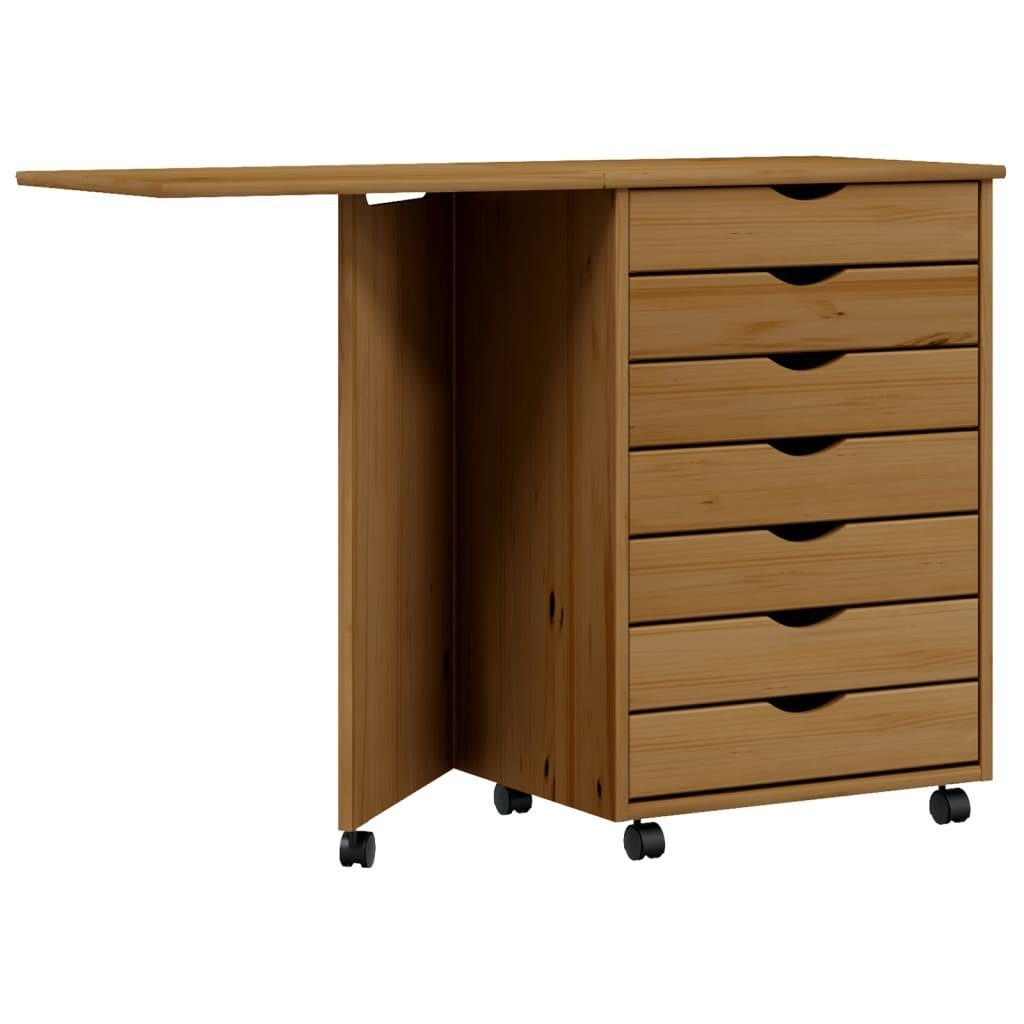 vidaXL Aktenschrank Rollschrank mit Schreibtisch MOSS Honigbraun Massivholz Kiefer